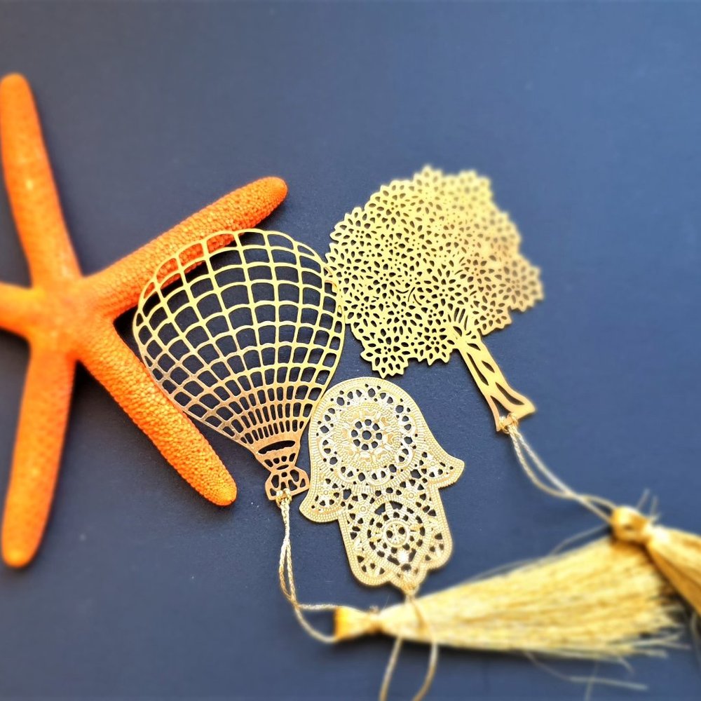 Bookmark - Brass metal cutting - Hamsa Hand